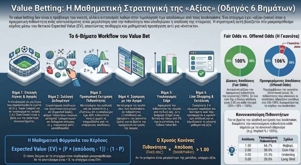 Πρακτικός οδηγός βήμα-βήμα εντοπισμού value bet για τον casual παίκτη