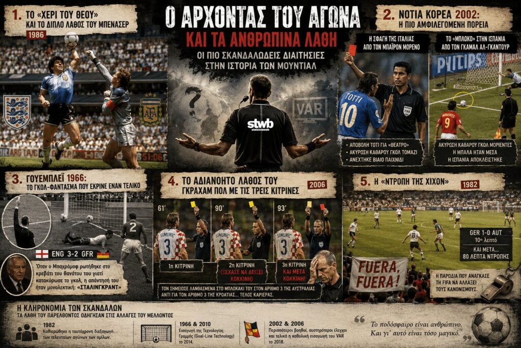 Σκανδαλώδεις Διαιτησίες στην ιστορία του Μουντιάλ